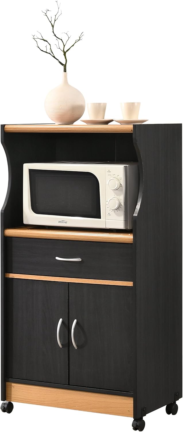 Black-Beech Microwave Kitchen Cart S2619