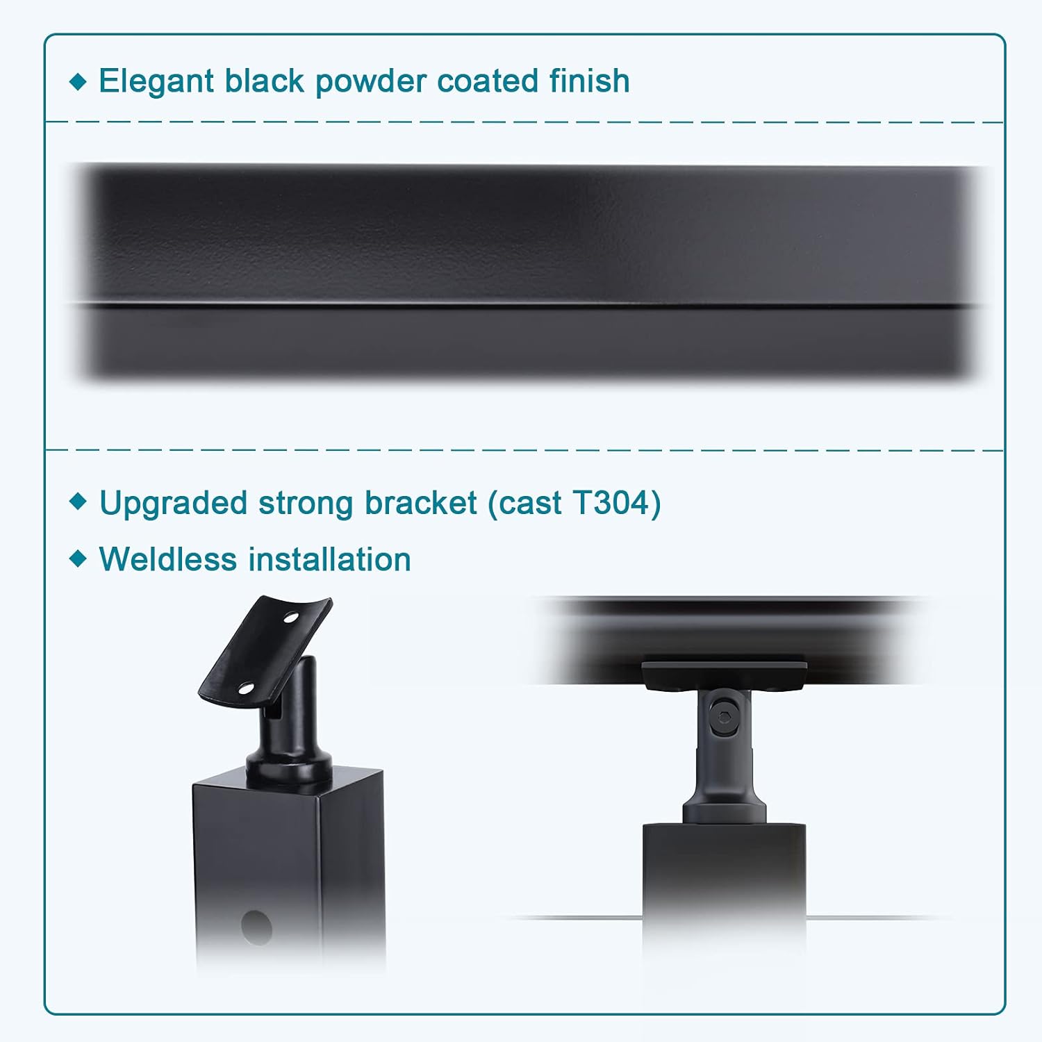 4 Pack 36x2x2 Stainless Steel Black Cable Railing Post M221144