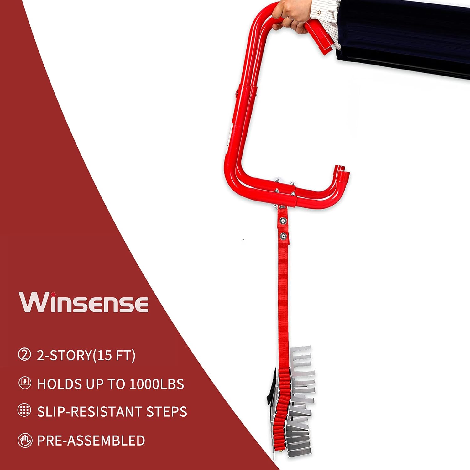 Retractable Fire Escape Ladder 15 Foot with Aluminum Steps T254519