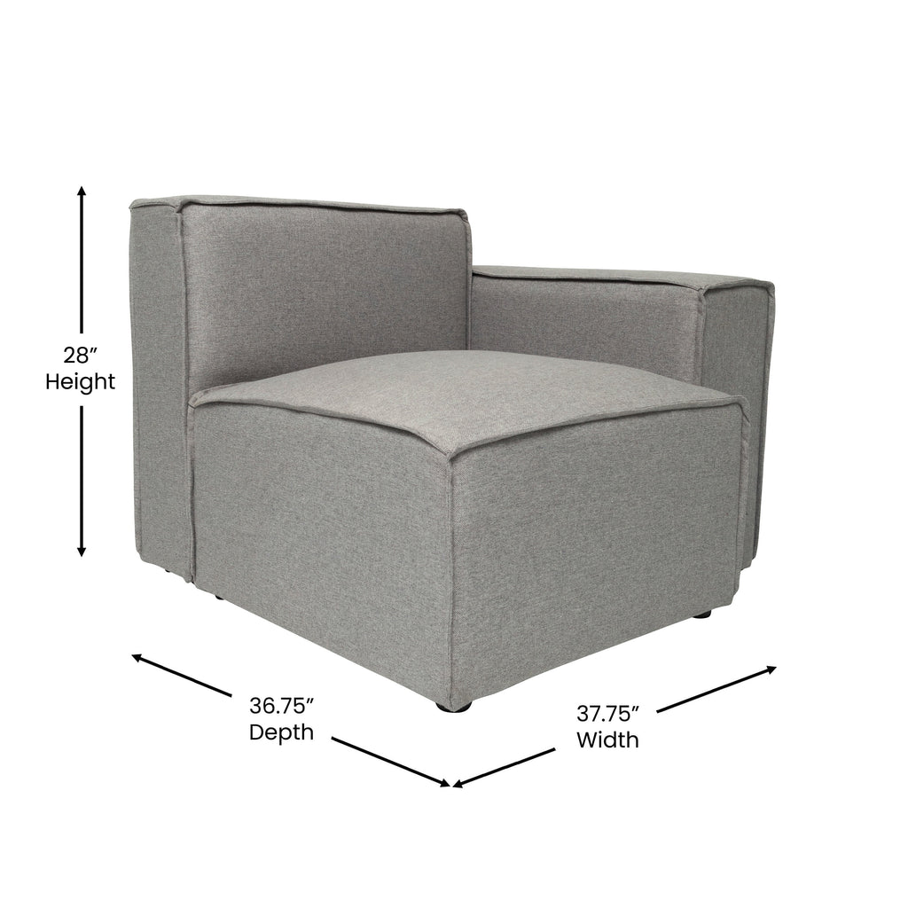 Gray Modular Sectional Sofa with Arm Rest N91588