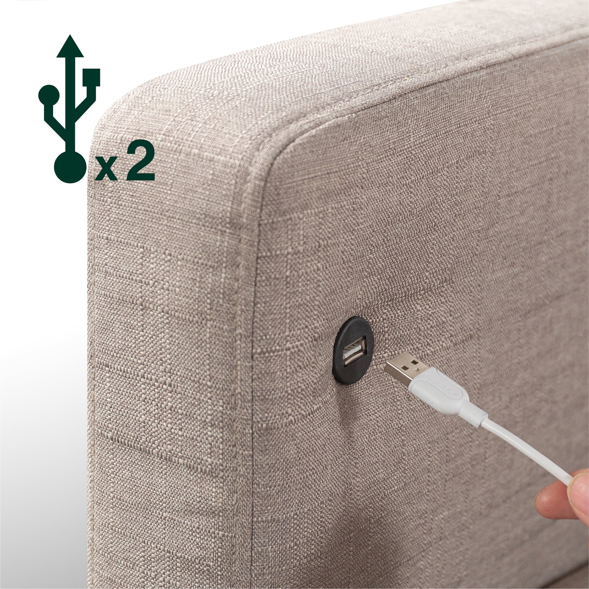 Oatmeal 2 Seat Loveseat with USB Ports E4856