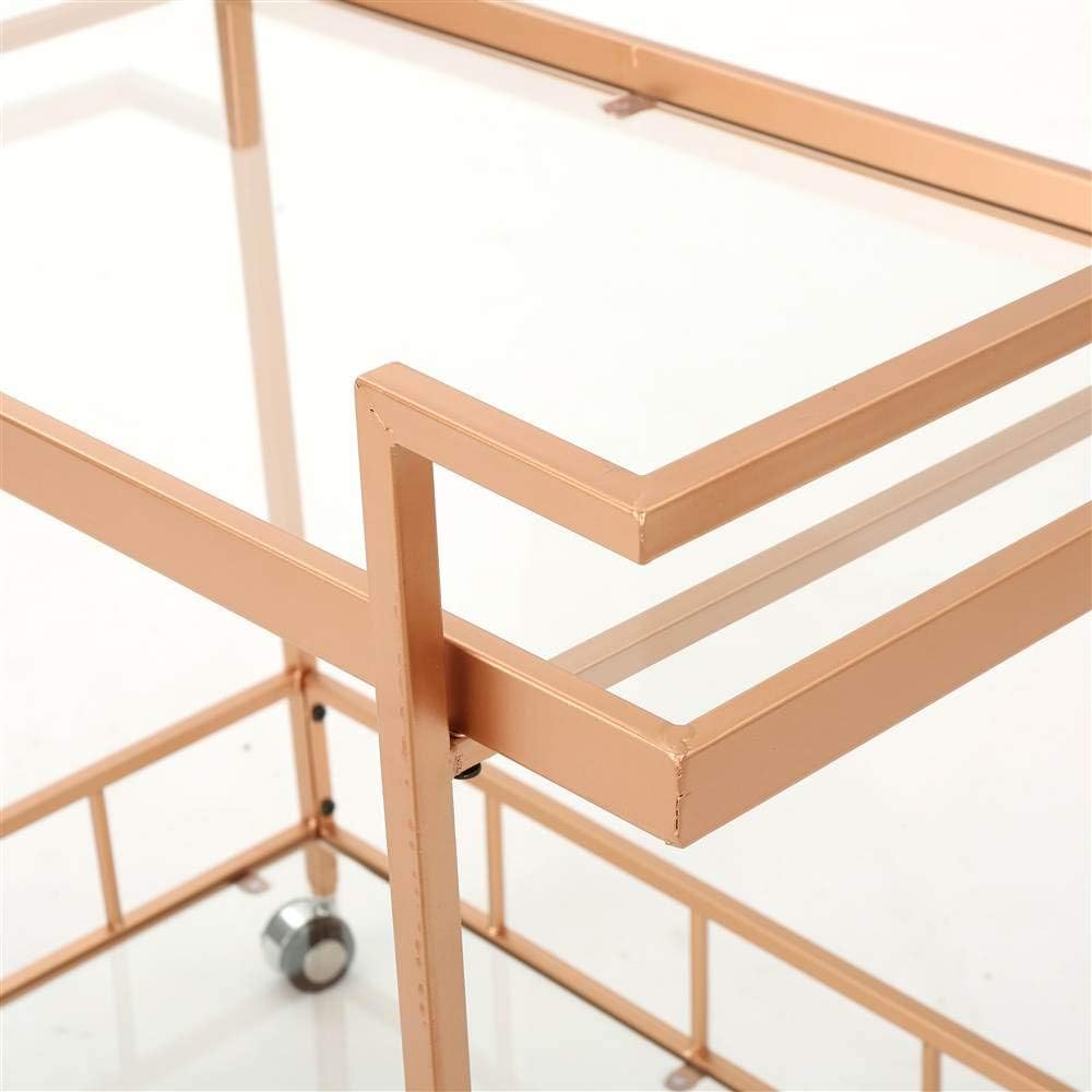 Industrial Glass Bar Cart with Shelves A67458
