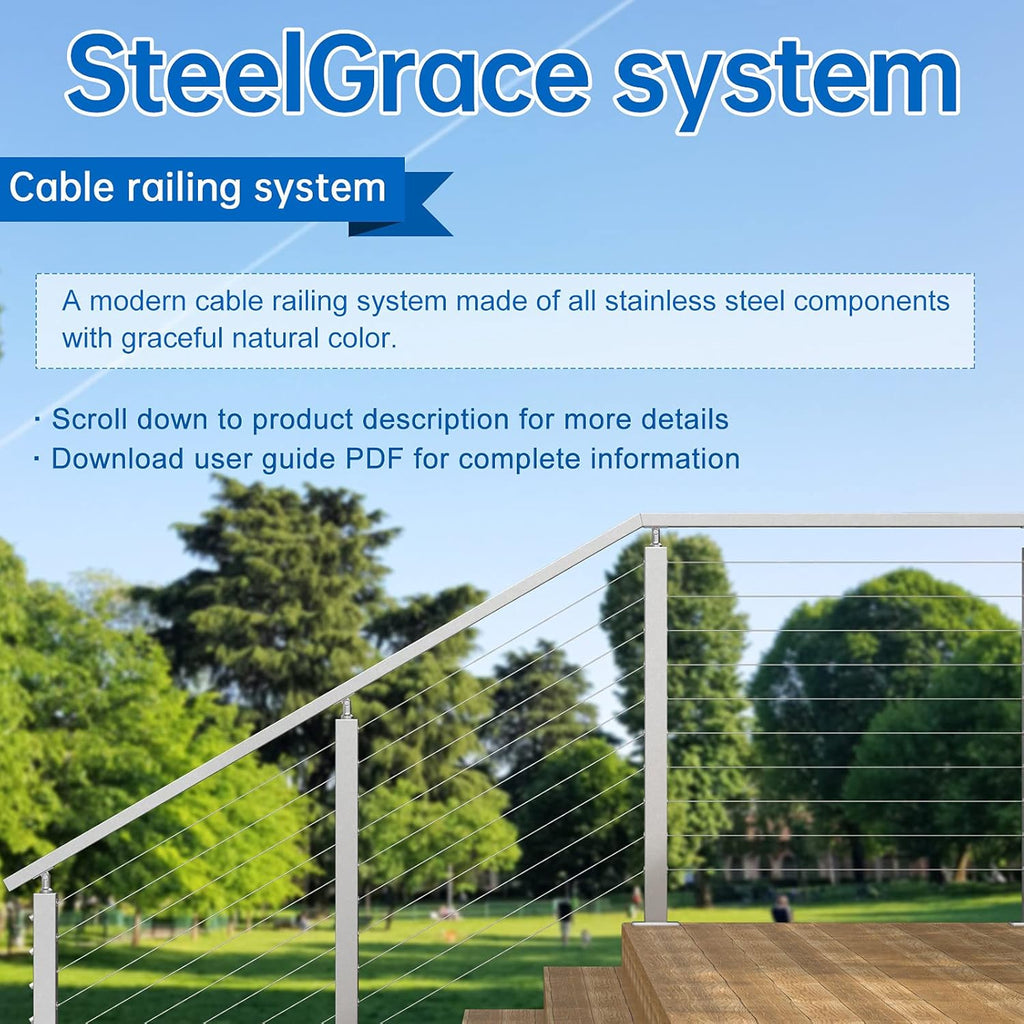 10Pack Cable Railing Kit Invisible 1/8" T316 Stainless Steel Swage Tensioner for Wood Metal Post Deck Stairs J6959