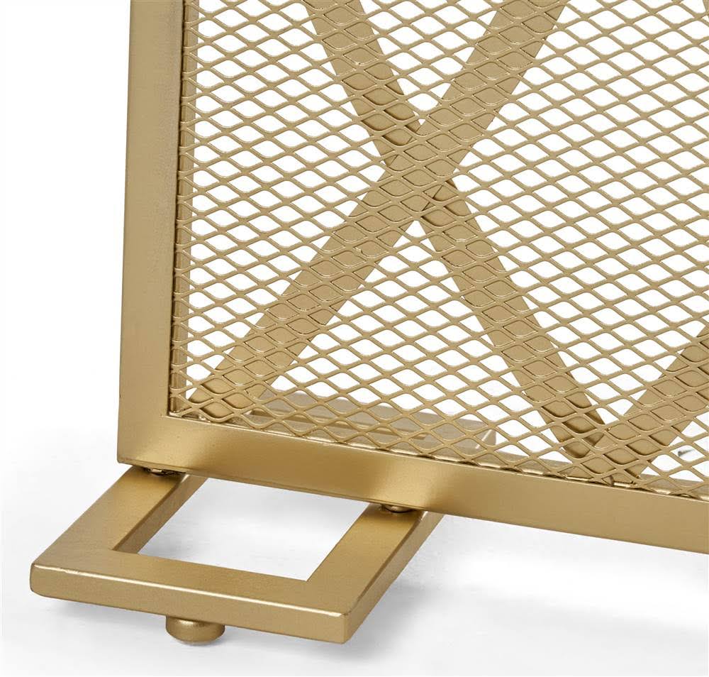 Gold Finish Iron Firescreen T790