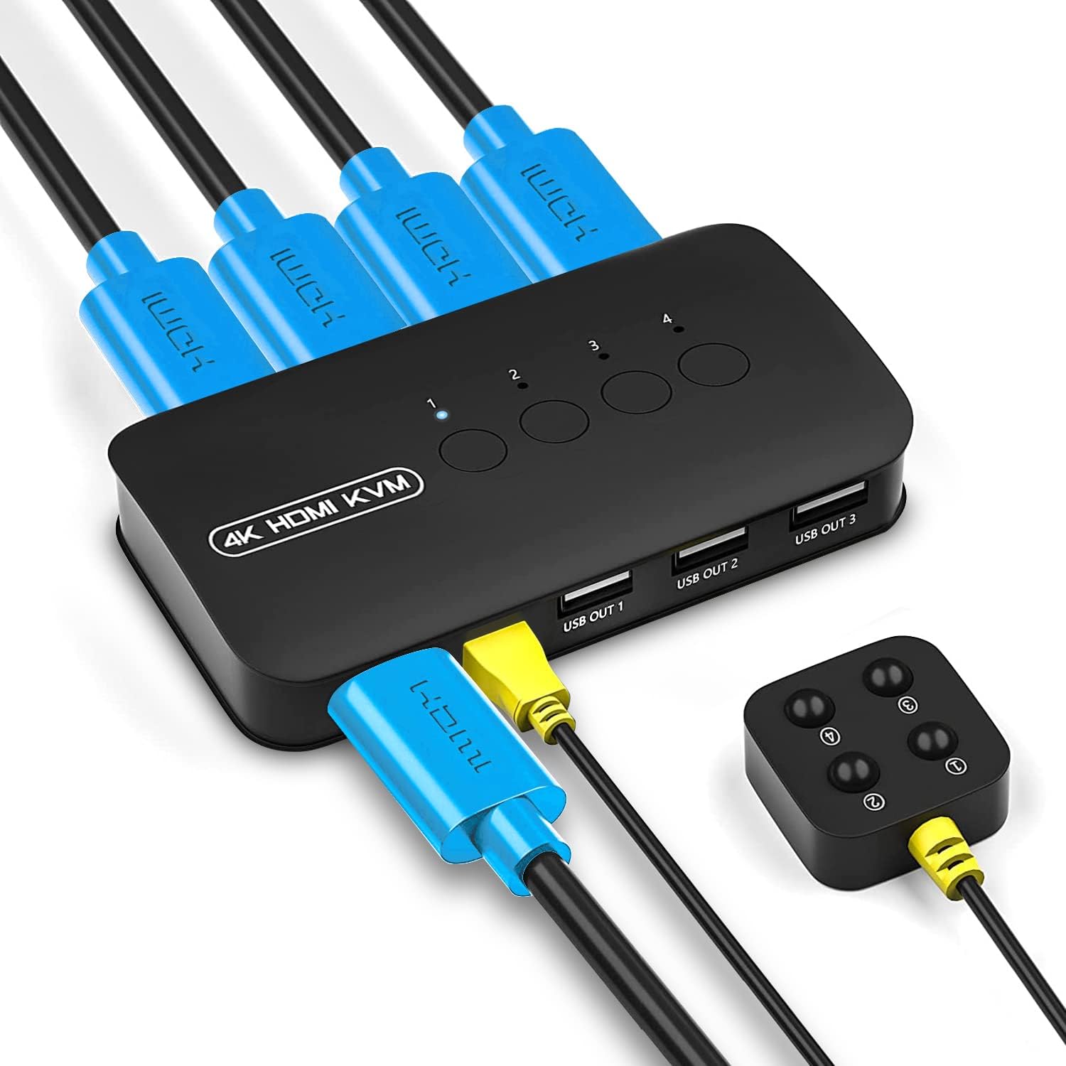4 Ports HDMI USB KVM Switch with 4 KVM Cables E3263