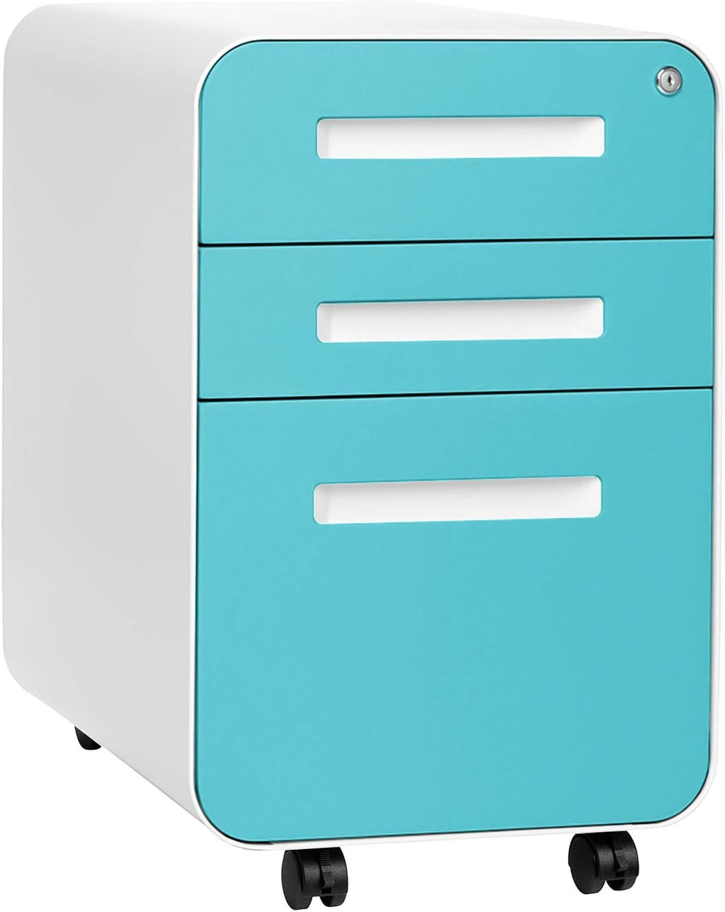 3-Drawer Mobile File Cabinet Orange Faceplate E46672