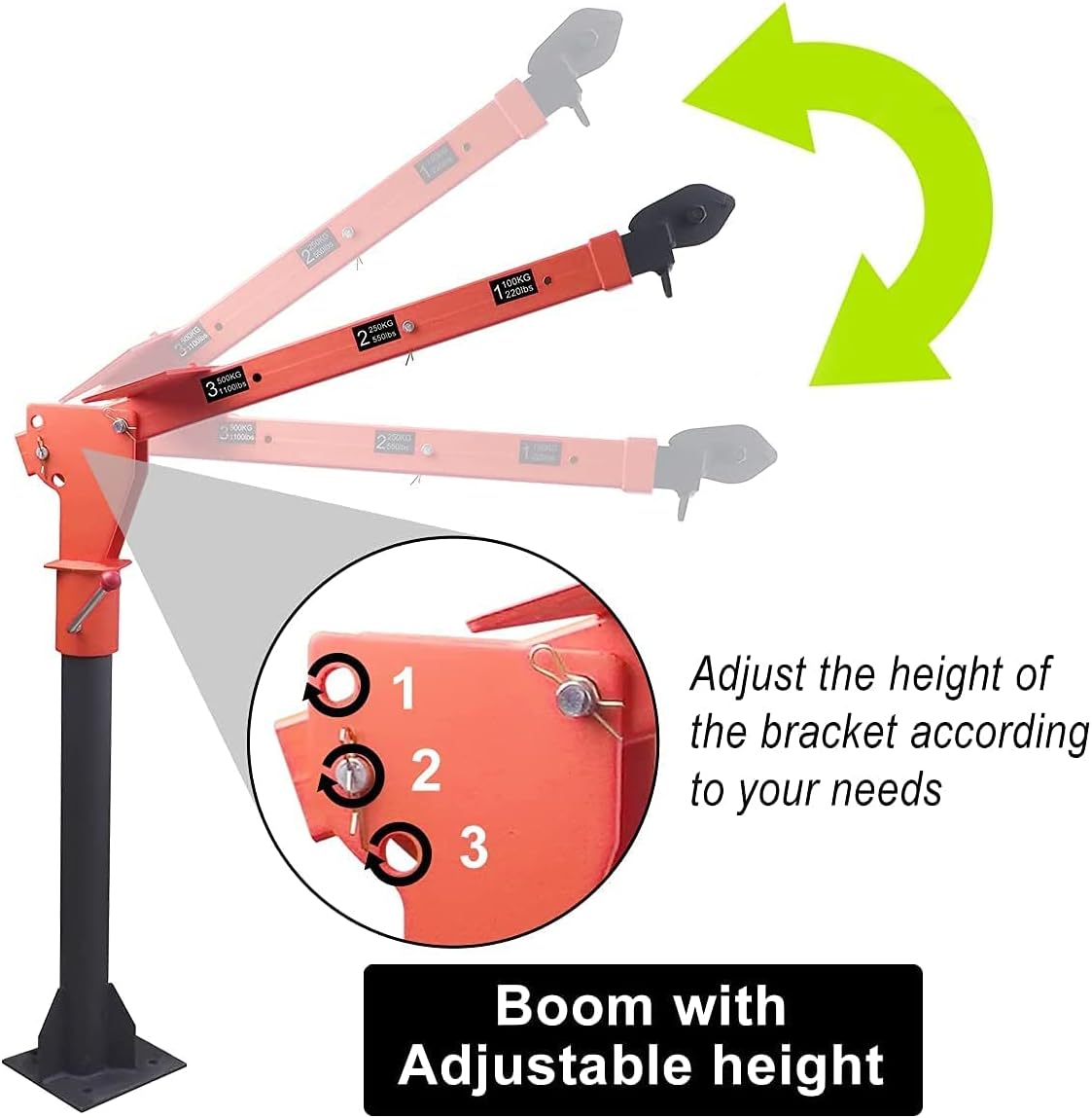1100lb Folding Truck-Mounted Crane with Electric Winch 3500 lb 12V Painted Steel 360 Swivel R8251
