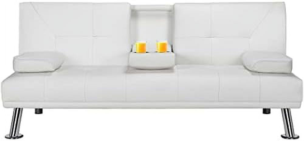 Brown Faux Leather Convertible Sofa Bed D513