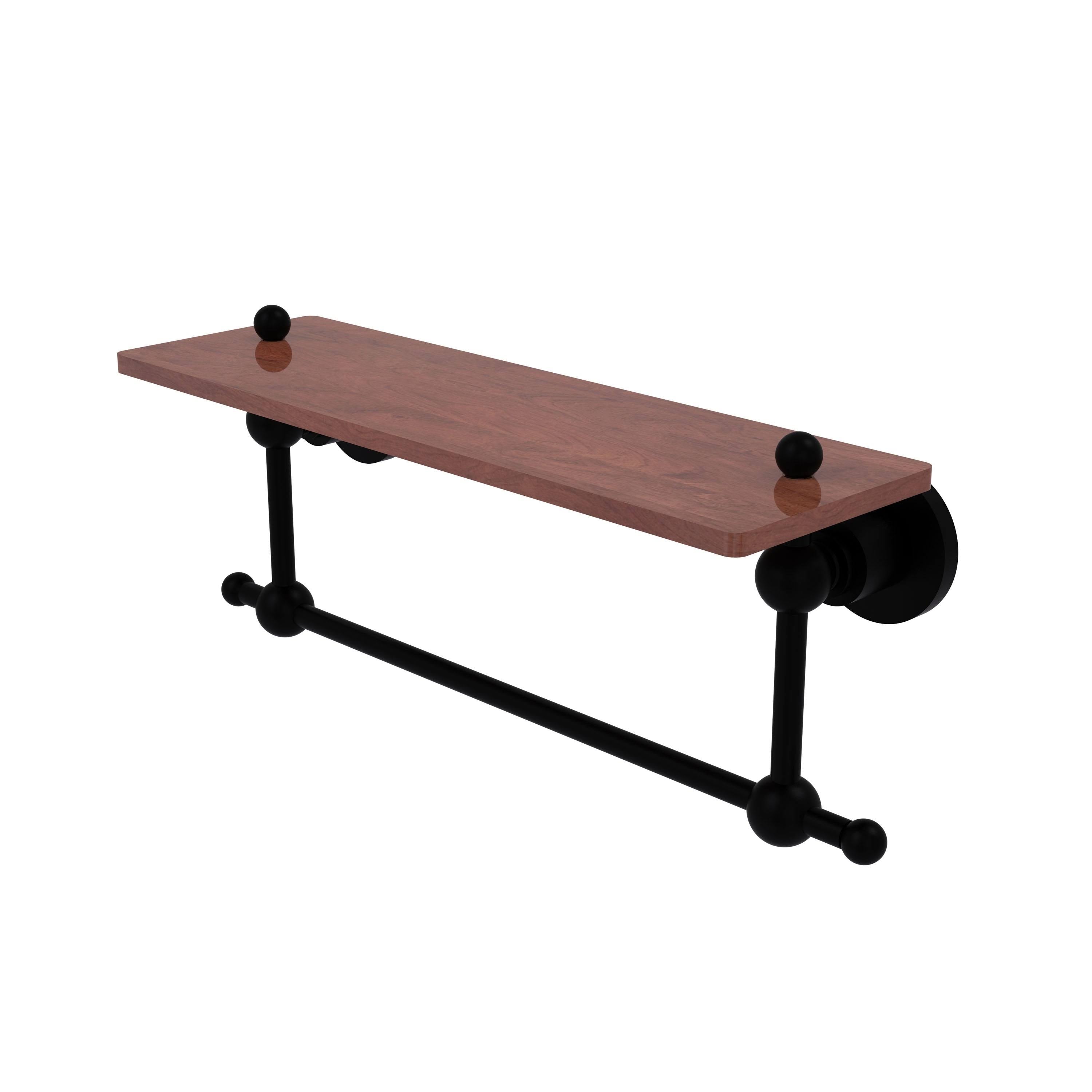 Matte White Solid Ironwood Shelf with Integrated Towel Bar T79146