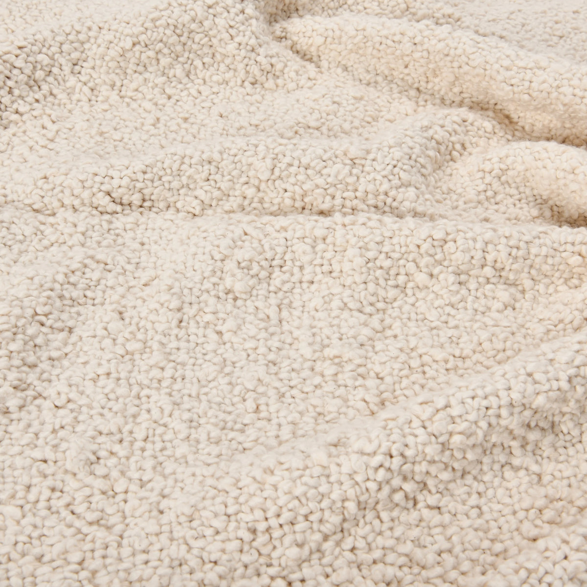 Cream Cotton Blend Bouclé Throw with Fringe E362626