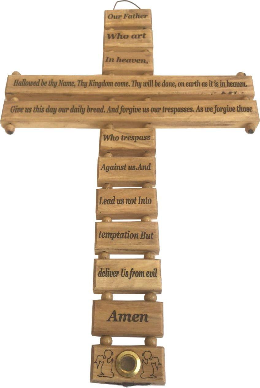 Olive Wood Cross with Certificate and Lord Prayer Card (4.75 Inches) Pack of 2 X565761