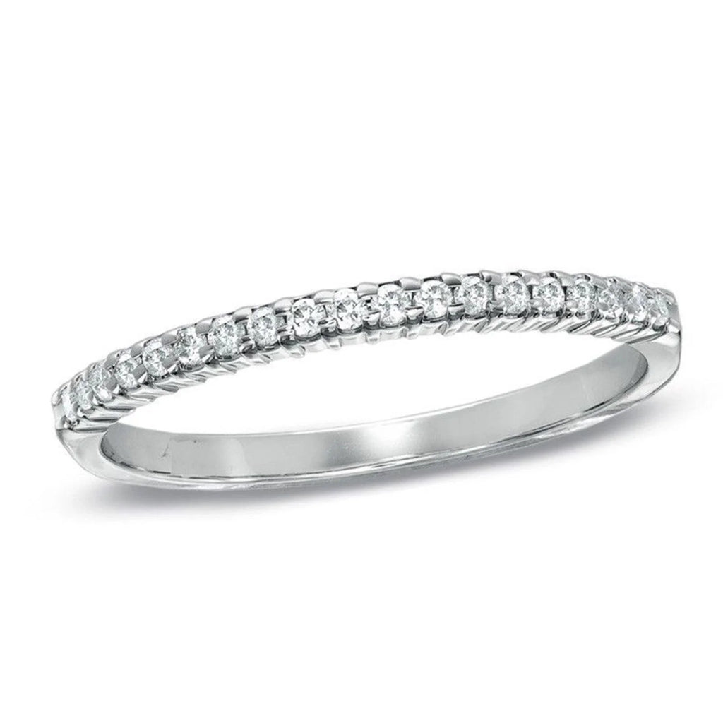 0.57 ct Round Cut Natural Diamond SI1-SI2 J-K Solid 14K White Gold Stackable Ring E95610