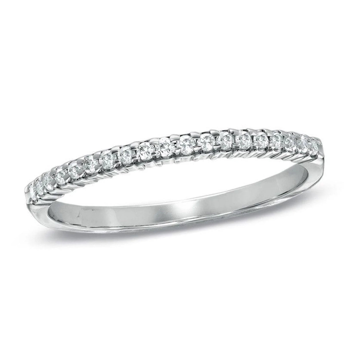 0.57 ct Round Cut Natural Diamond SI1-SI2 J-K Solid 14K White Gold Stackable Ring E95610