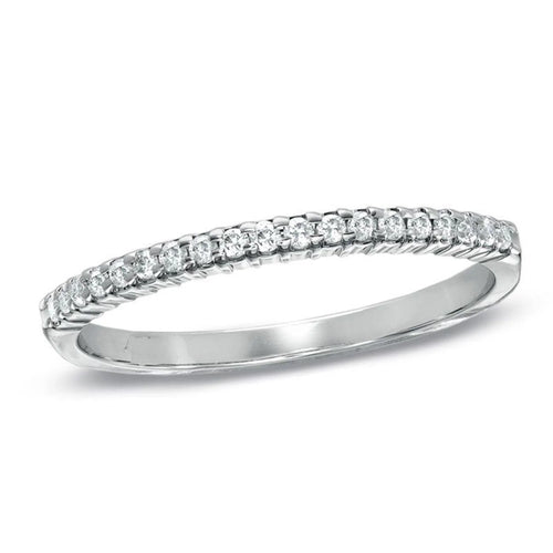 0.57 ct Round Cut Natural Diamond SI1-SI2 J-K Solid 14K White Gold Stackable Ring E95610