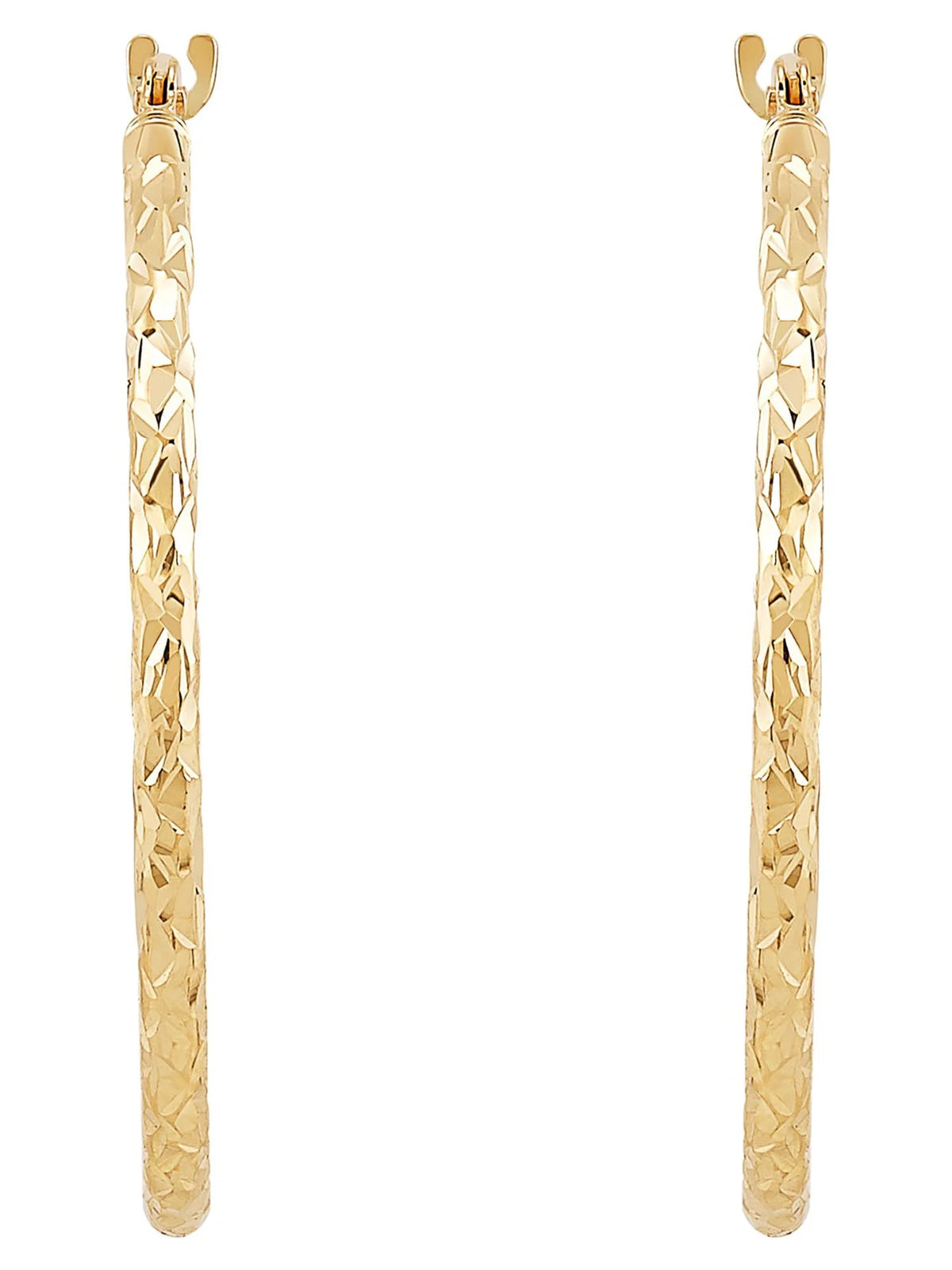 Hollow Round Diamond-Cut Hoop Earrings H139