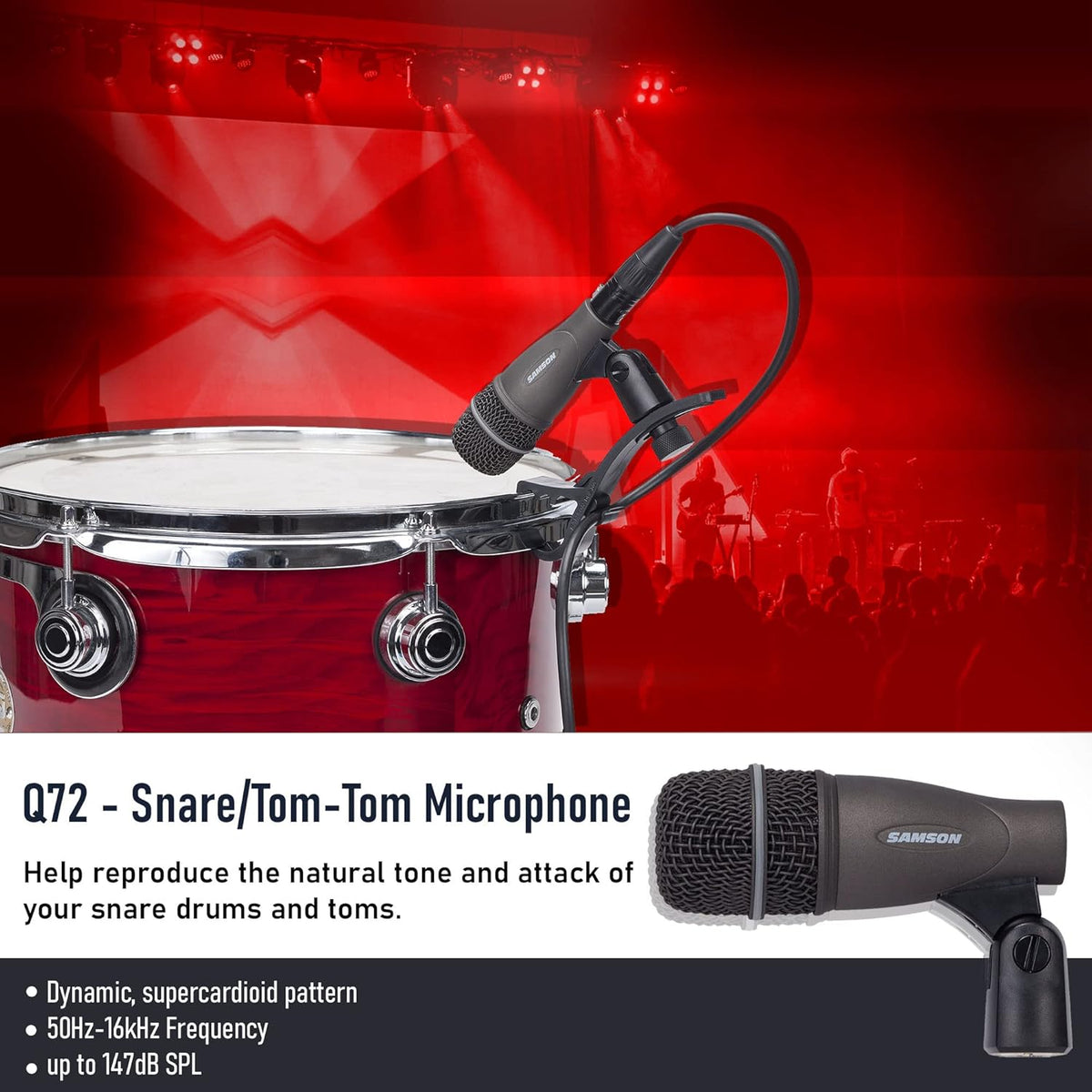 7-Piece Drum Microphone Kit with 2 Mic Boom Stands and 7 XLR Mic Cables Z6488