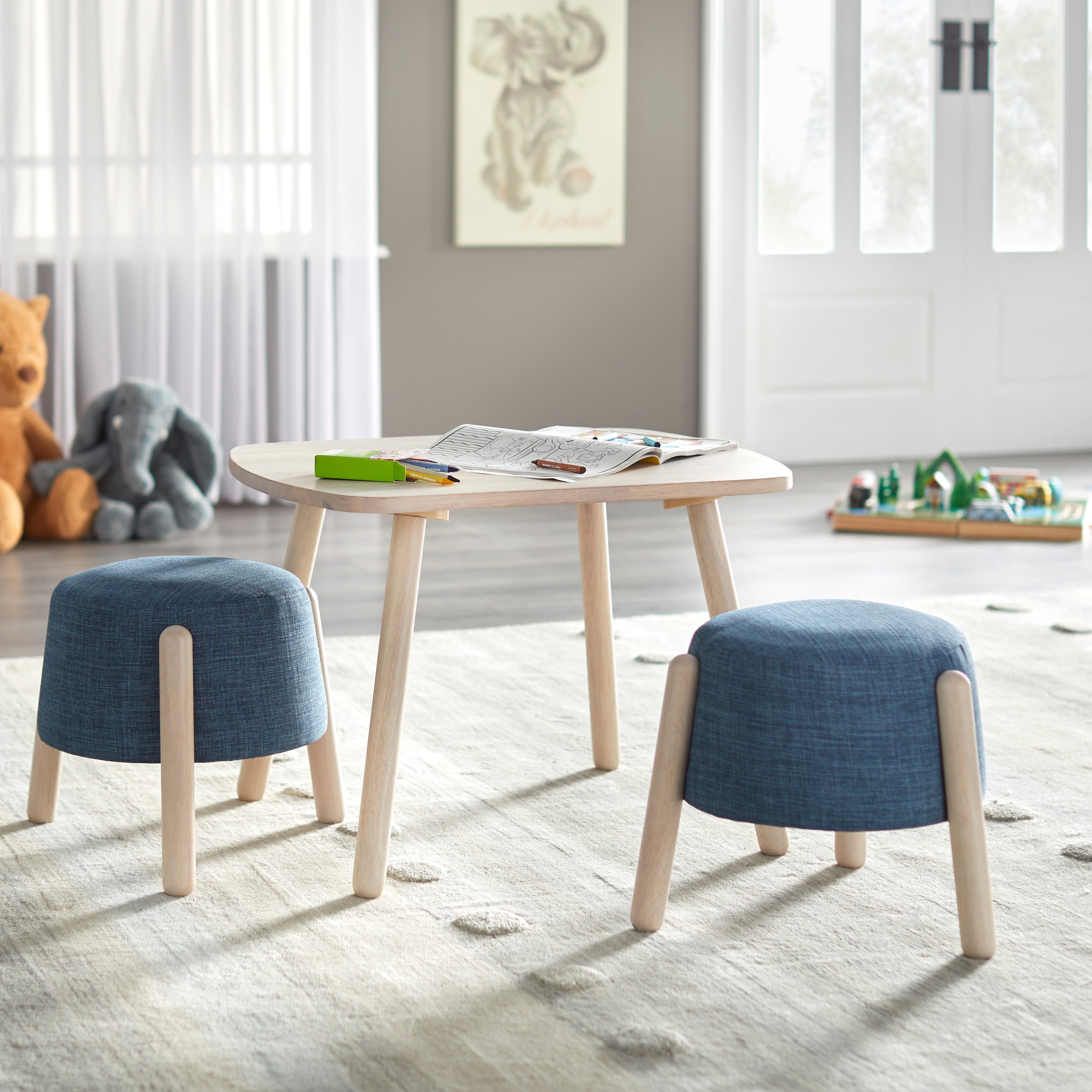Kids Stool Blue/Natural B3250