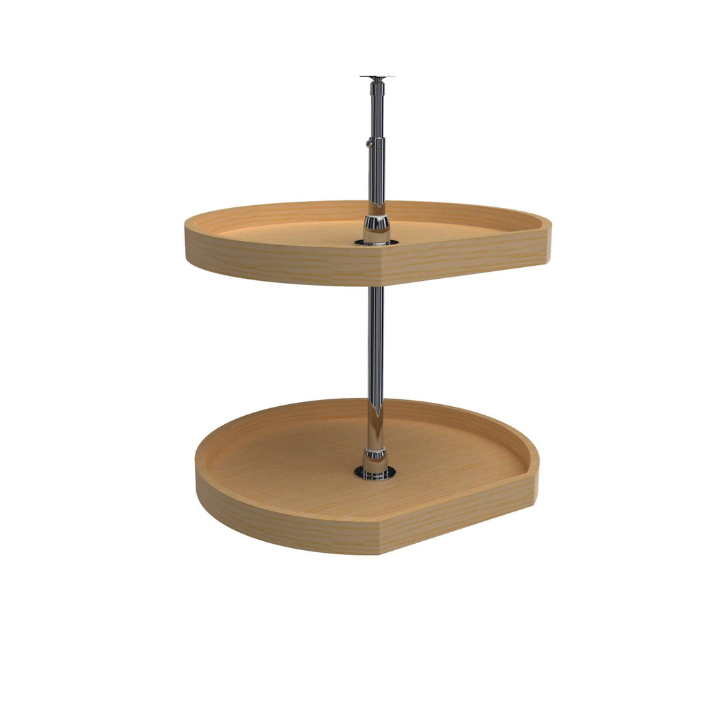 22x22 Wood D-Shape Lazy Susan 2-Shelf W5457