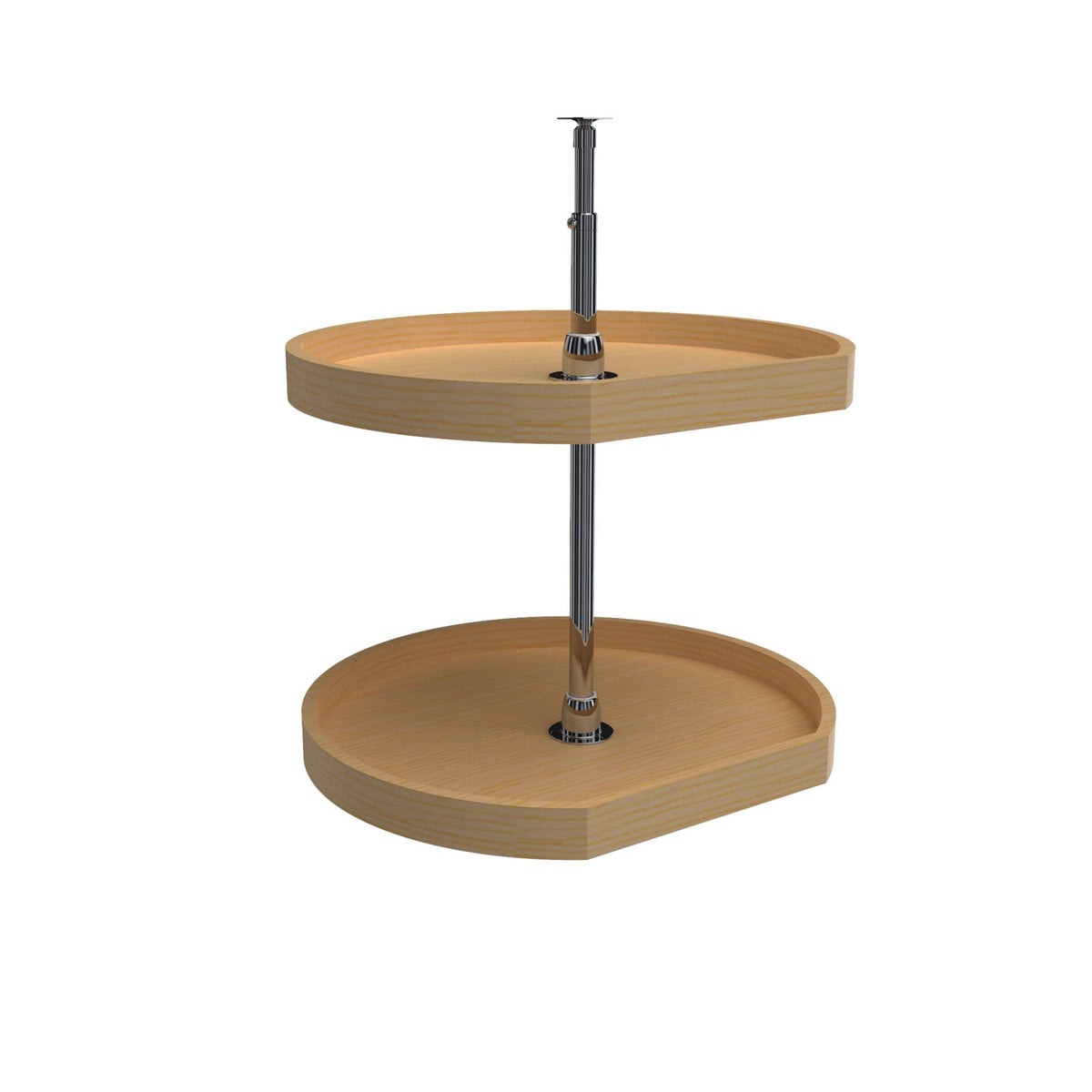 22x22 Wood D-Shape Lazy Susan 2-Shelf W5457