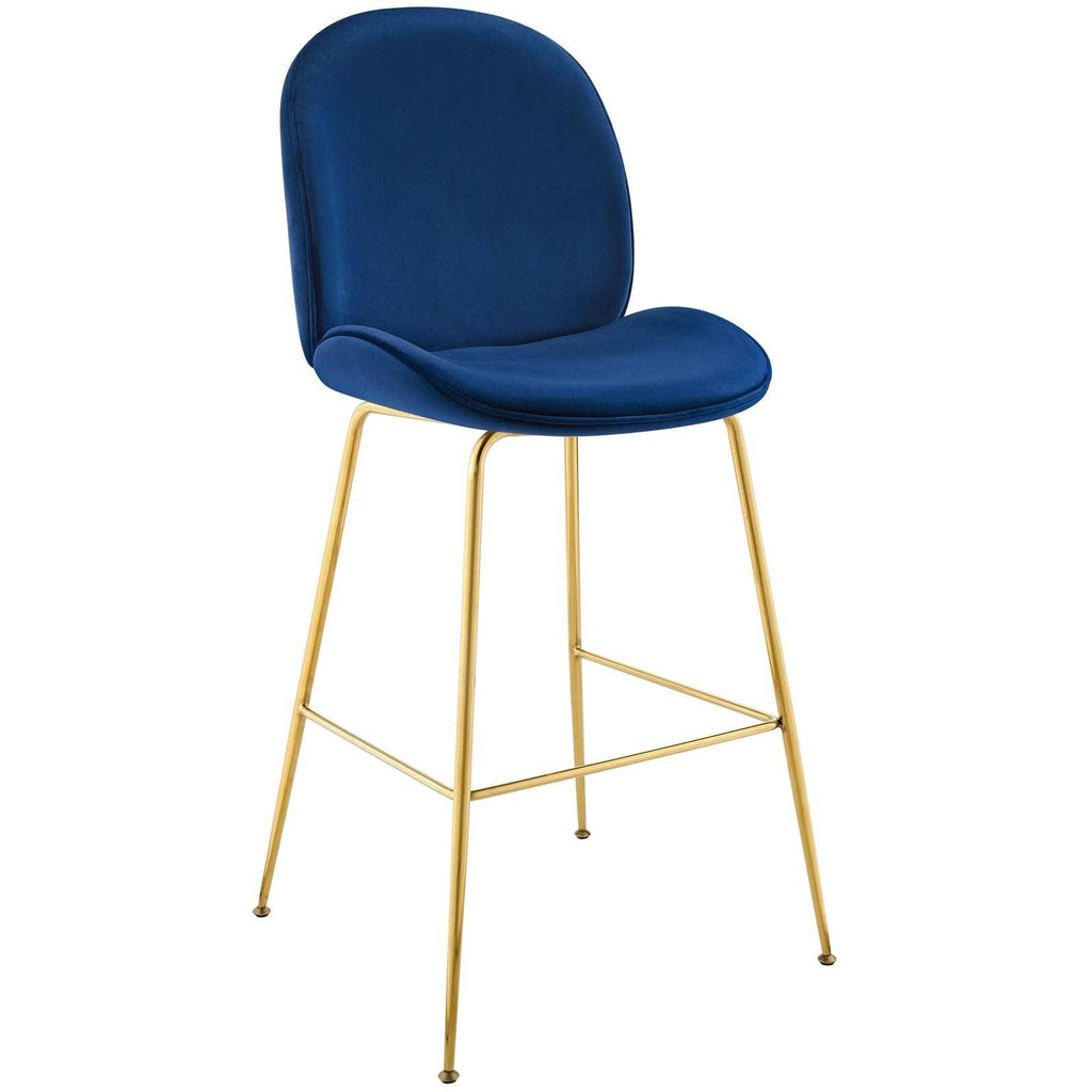Navy Velvet Bar Stool with Stainless Steel Leg T537