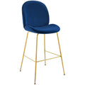 Navy Velvet Bar Stool with Stainless Steel Leg T537