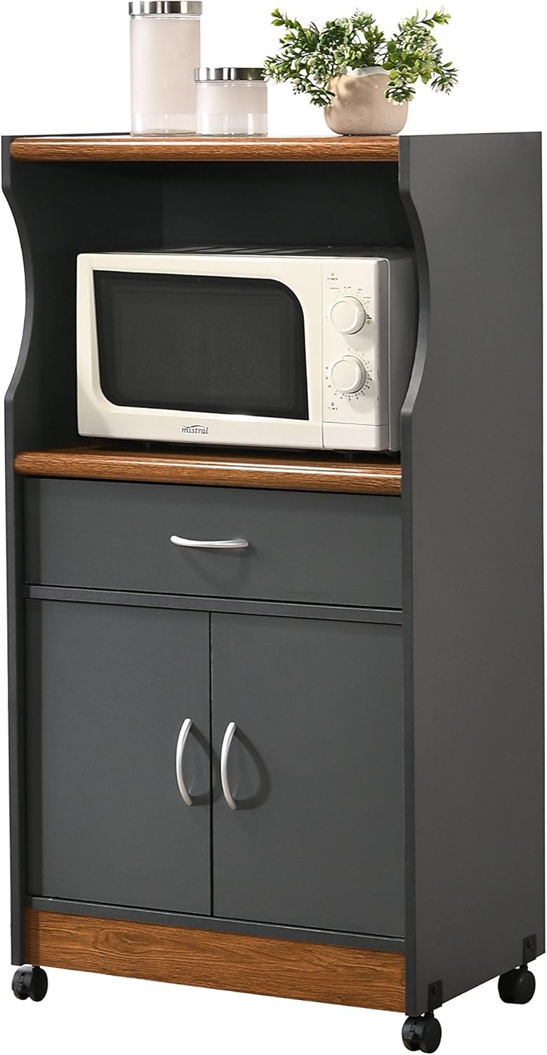 Black-Beech Microwave Kitchen Cart S2619