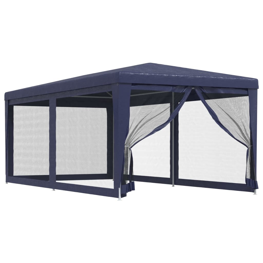 Party Tent with 6 Mesh Sidewalls Blue 9.8'x19.7' HDPE Y451