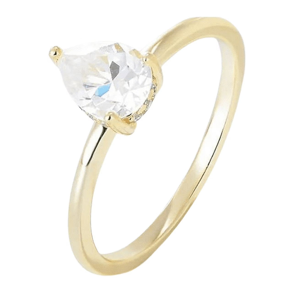 Water Drop Shaped 14k Gold Plated 925 Sterling Silver Ring O4877