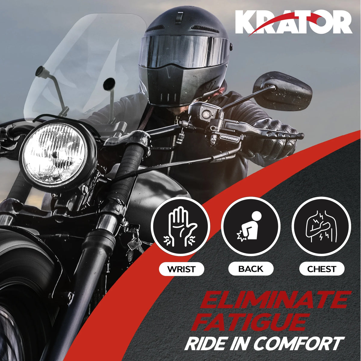 15" Clear Tinted Windscreen Windshield for 7/8" or 1" Handlebars T503
