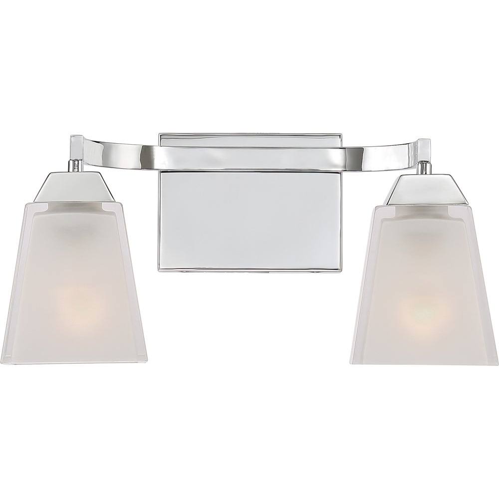 Polished Chrome 2-Light Bath Fixture with Frosted Glass A497387