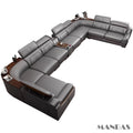 Italian Leather Couch Set with Cup Holder, USB, Adjustable Headrests & Bluetooth Speaker A3101