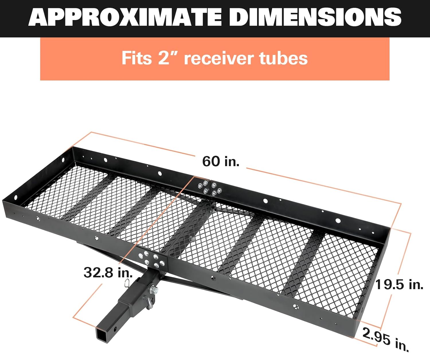 Black Steel Hitch Cargo Carrier with Ratchet Straps A273323