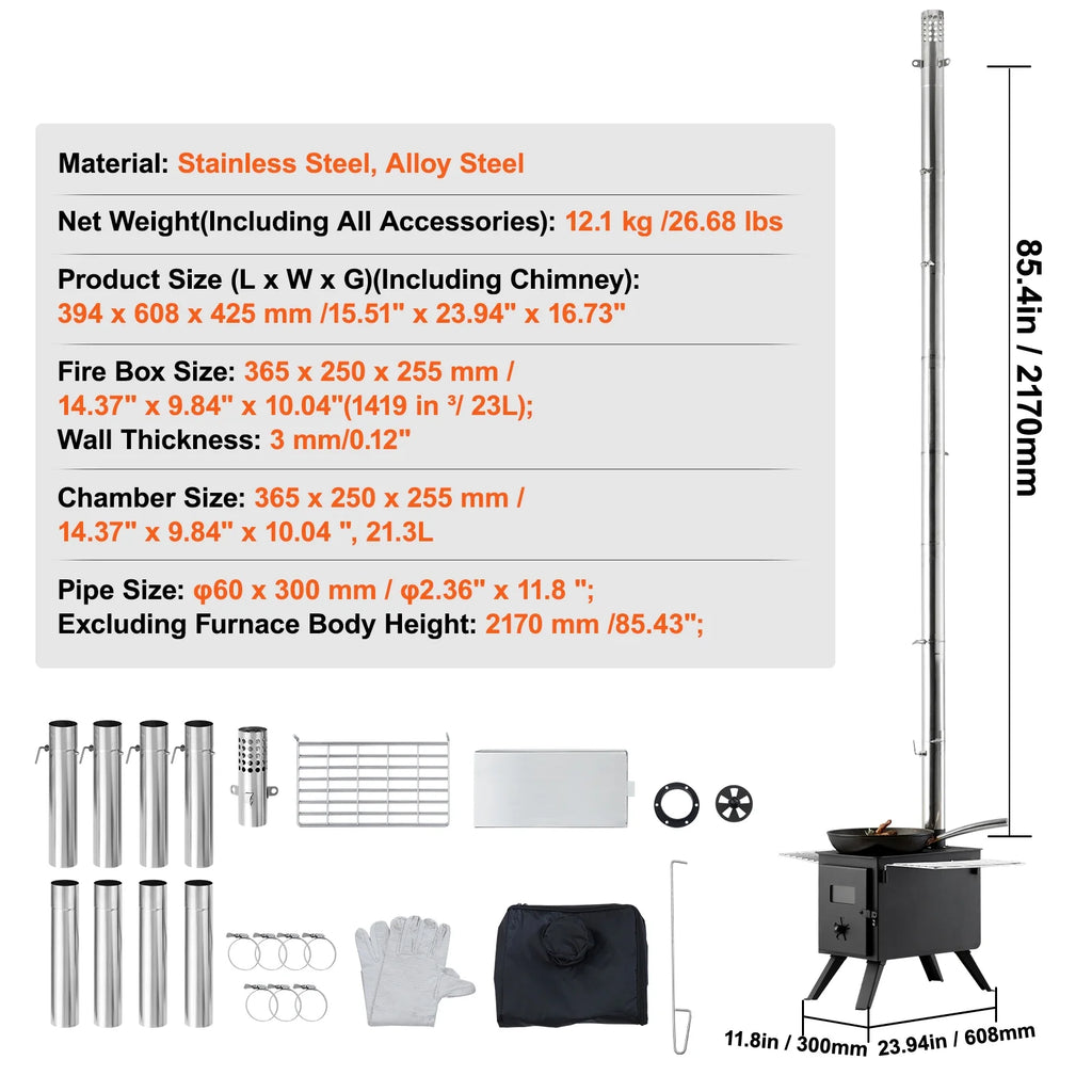 Portable Wood Stove for Camping with Pipes R74707