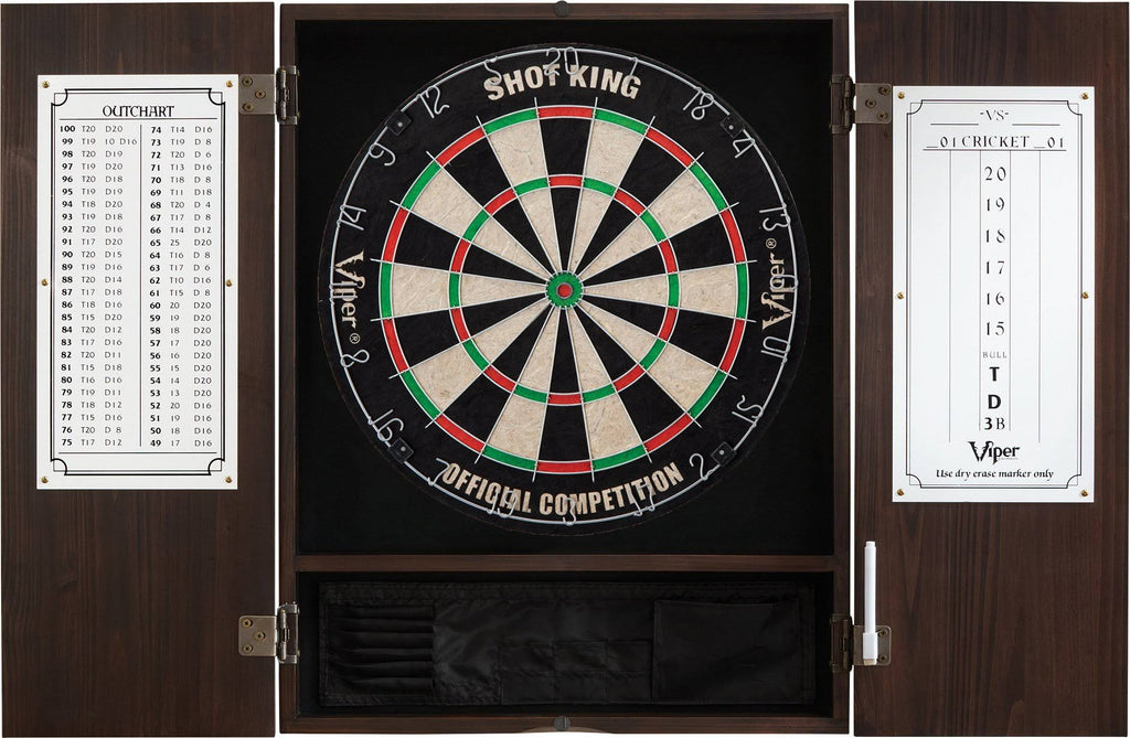 Solid Wood Cabinet with Sisal/Bristle Dartboard and Steel-Tip Darts Q802