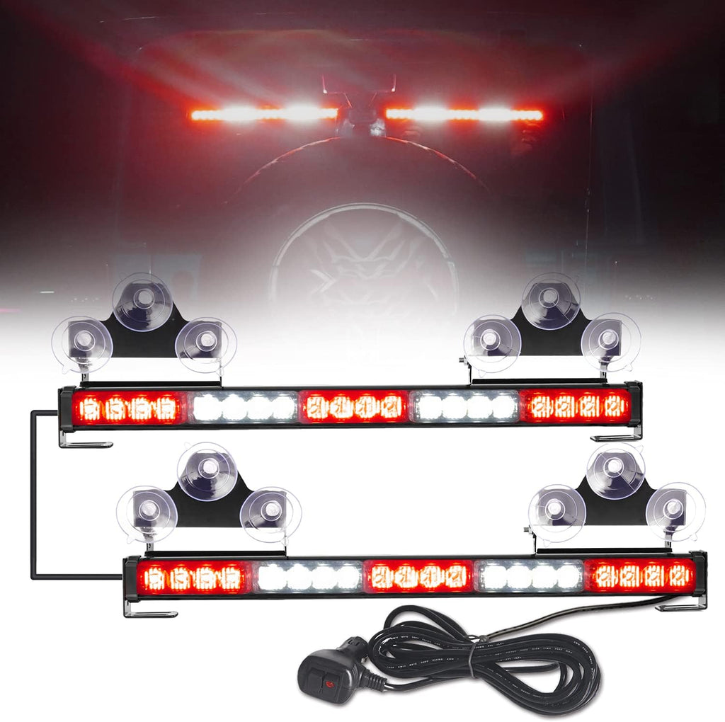 2 in 1 Amber White LED Traffic Advisor Strobe Light Bar Pack of 2 E473226