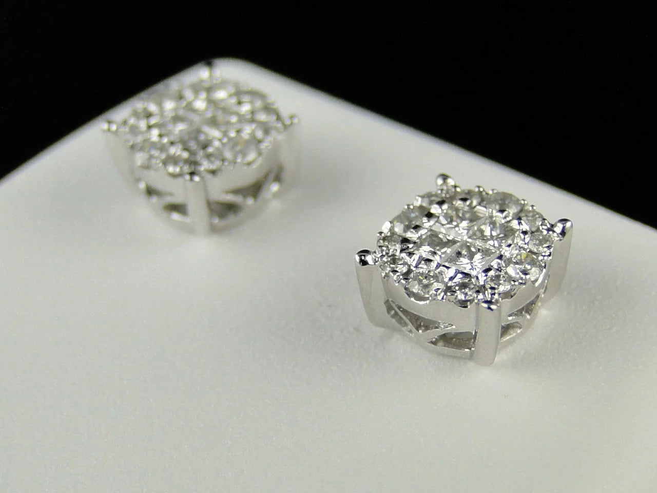 14K White Gold Princess Cut Diamond Stud Earrings 1/2 Ct R89462