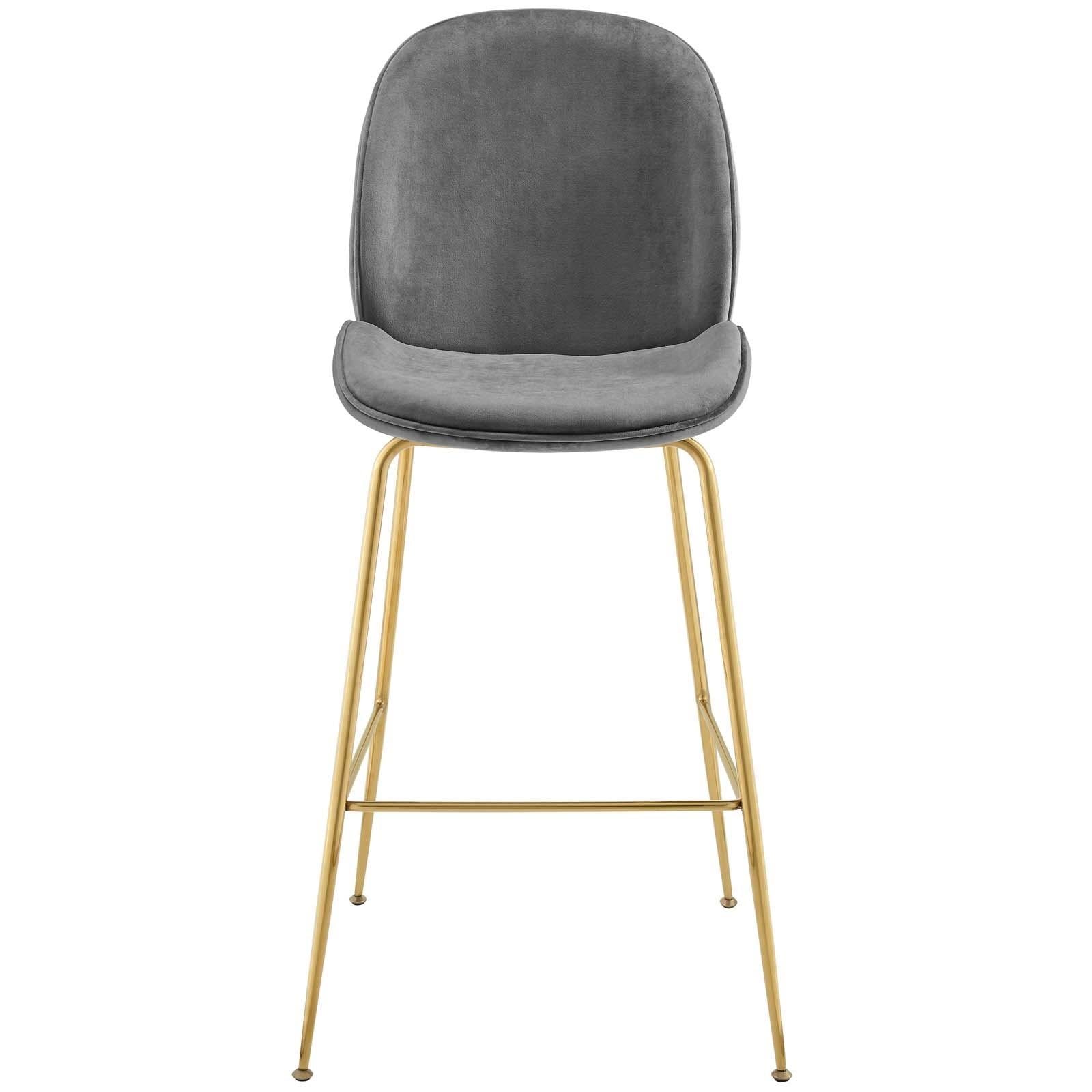 Navy Velvet Bar Stool with Stainless Steel Leg T537