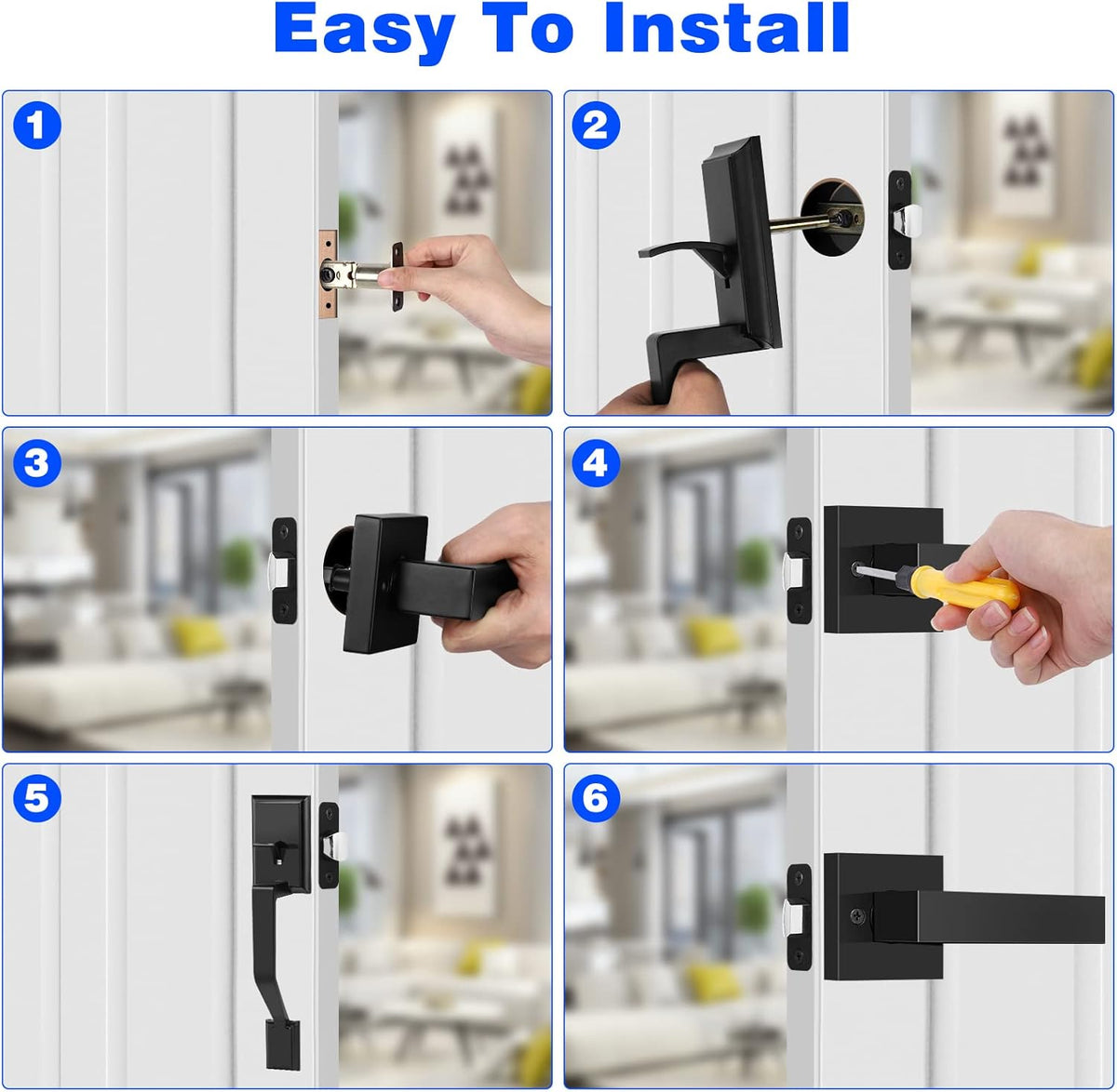 Matte Black Heavy Duty Door Lock Set with Deadbolt, Pack of 2 W479795