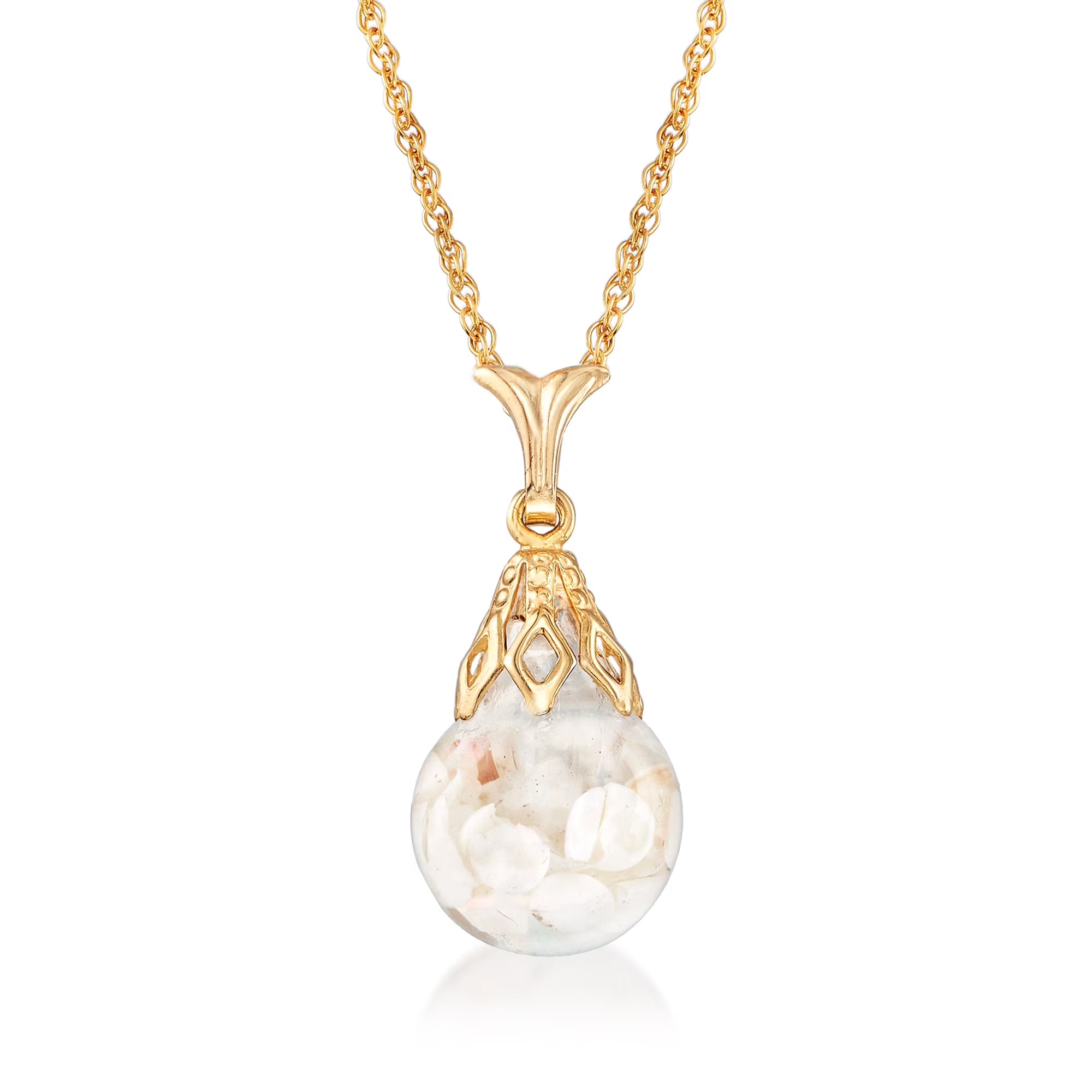 Floating Opal Pendant Necklace in 14kt Yellow Gold W3426