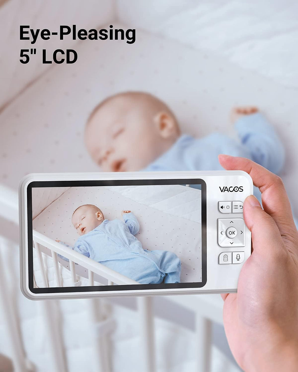 Video Baby Monitor with Camera and Audio, 720P 5 HD Display, Night Vision, 1000ft Range W169513