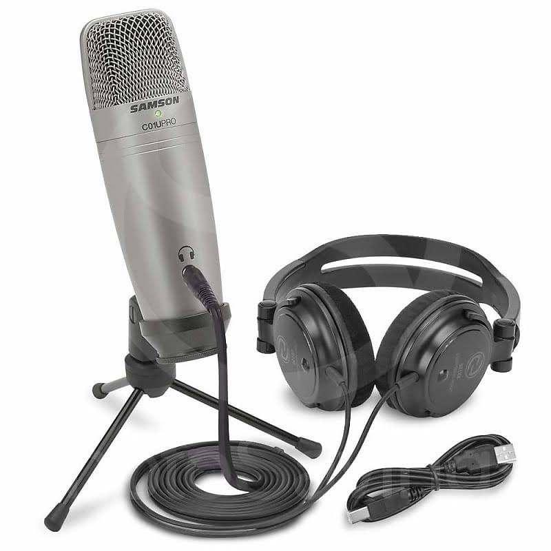 Silver USB Studio Microphone with Headphones and Software H175259