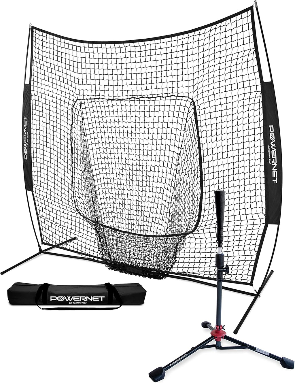 7x7 Baseball Softball Practice Net with Travel Tee O474