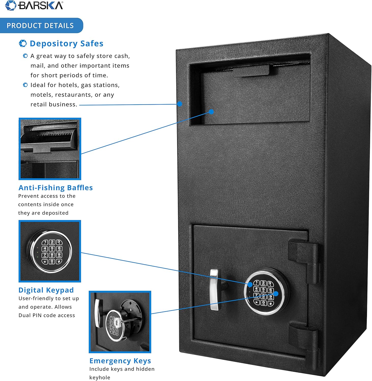 Digital Multi-User Keypad Security Depository Drop Safe with Front Load C32108