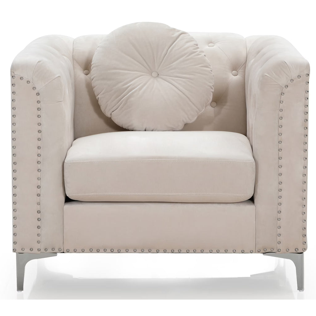 Ivory Tufted Velvet Accent Chair S127