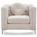 Ivory Tufted Velvet Accent Chair S127