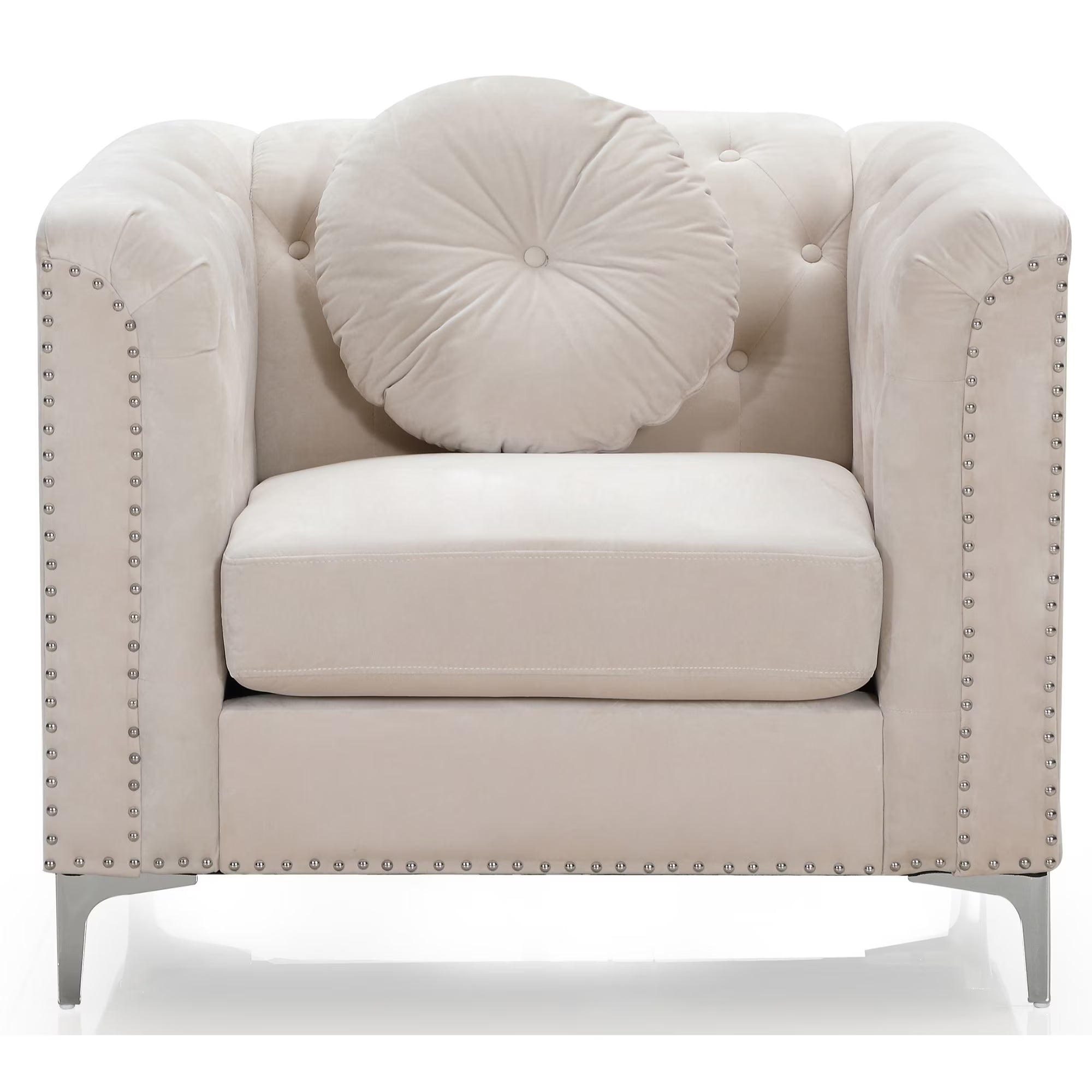 Ivory Tufted Velvet Accent Chair S127