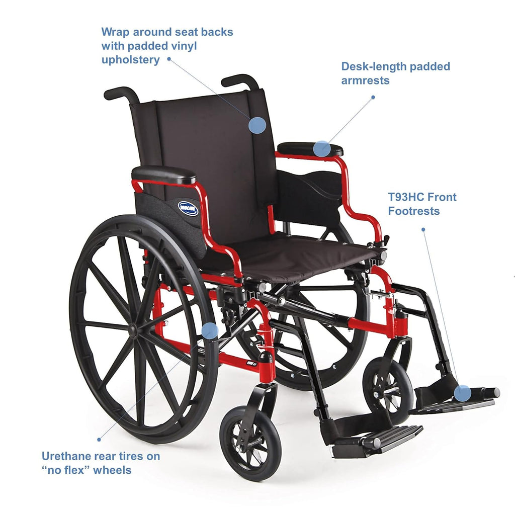 16 Inch Seat Lightweight Folding Wheelchair R622