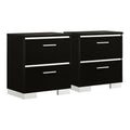 2pc Black Wood Bedroom Set with 2 Nightstands W9803