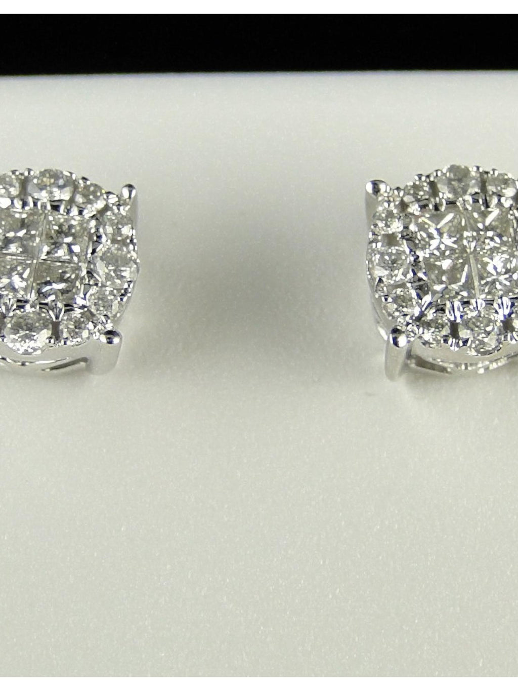14K White Gold Princess Cut Diamond Stud Earrings 1/2 Ct R89462