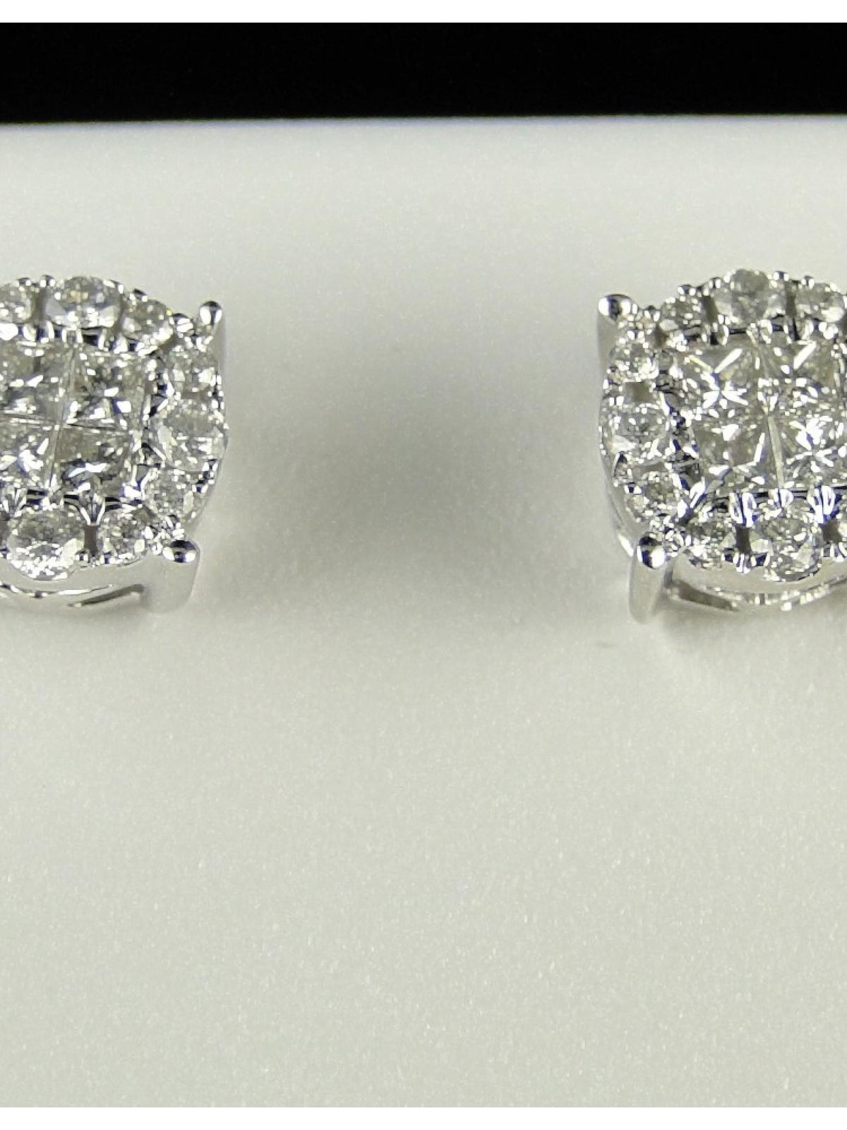 14K White Gold Princess Cut Diamond Stud Earrings 1/2 Ct R89462